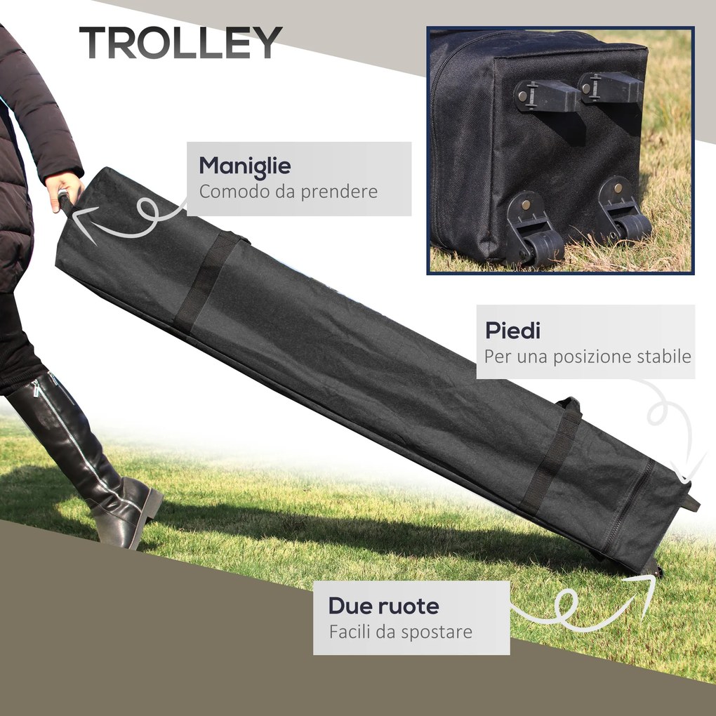 Gazebo Pieghevole 4x4 m ad Altezza Regolabile con Zanzariera e Borsa in Metallo e Tessuto Oxford Crema...