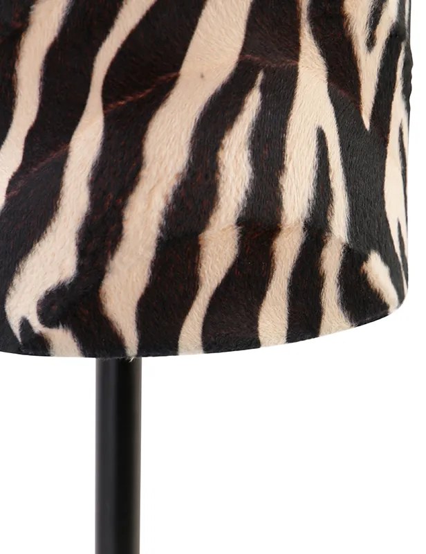 Lampada da tavolo moderna nera con paralume a zebre 25 cm - Simplo