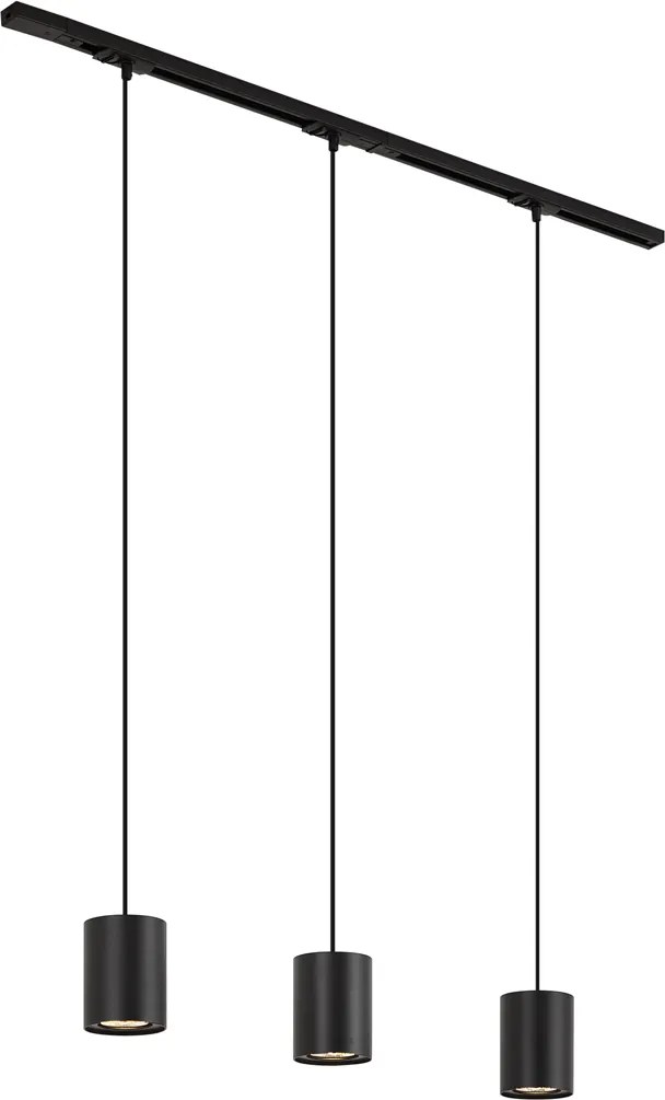 Sistema di illuminazione a binario moderno con 3 luci a sospensione nero 1 fase - Iconic Holt