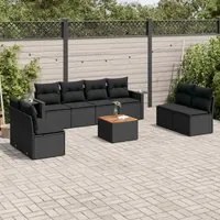 Set Divani da Giardino 9 pz con Cuscini Nero in Polyrattancod mxl 90501