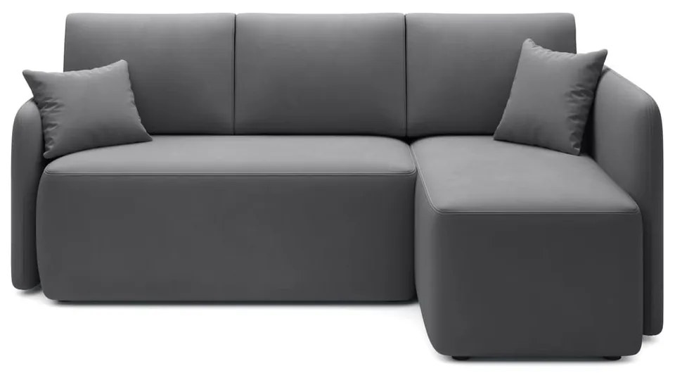 Divano angolare grigio tortora allungabile/con contenitore (con penisola a destra/con chaise lounge) con rivestimento in velluto Hadson – ELTAP