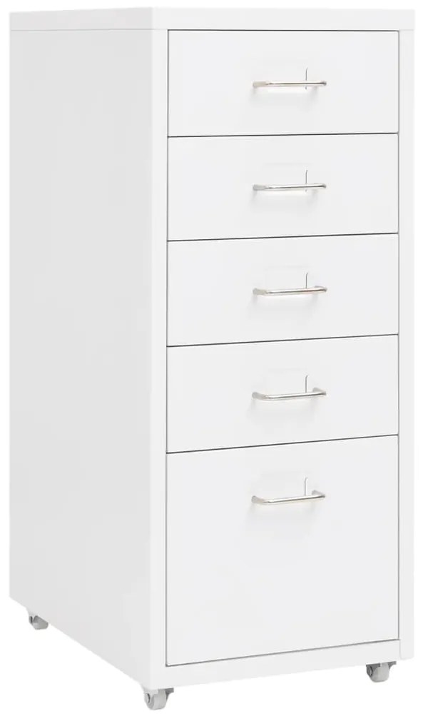 Schedario Mobile Bianco 28x41x69 Cm İn Metallo /