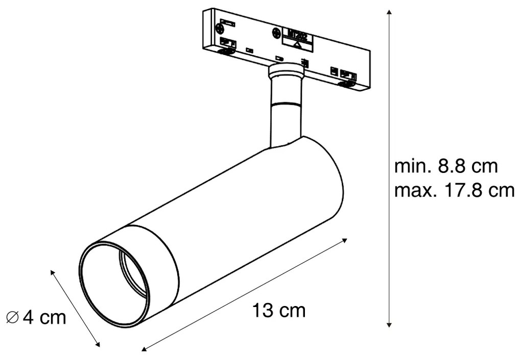 Faretto moderno beige e bianco per sistema a binario monofase GU10 35mm - Slimline Uzzy