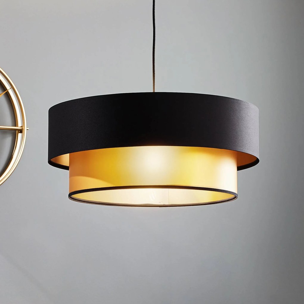 Maco Design Lampada a sospensione Dorina, nero/oro Ø 50 cm