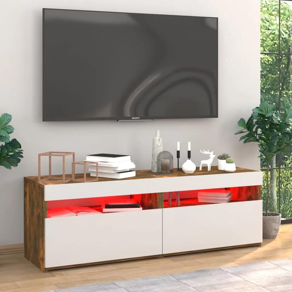 Mobili Porta TV con Luci LED 2 pz Rovere Fumo 60x35x40 cm