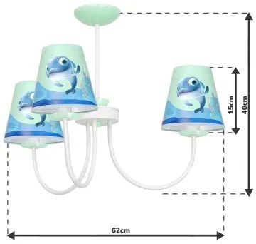 Lampadario per bambini su palo DOLPHIN 3xE14/40W/230V