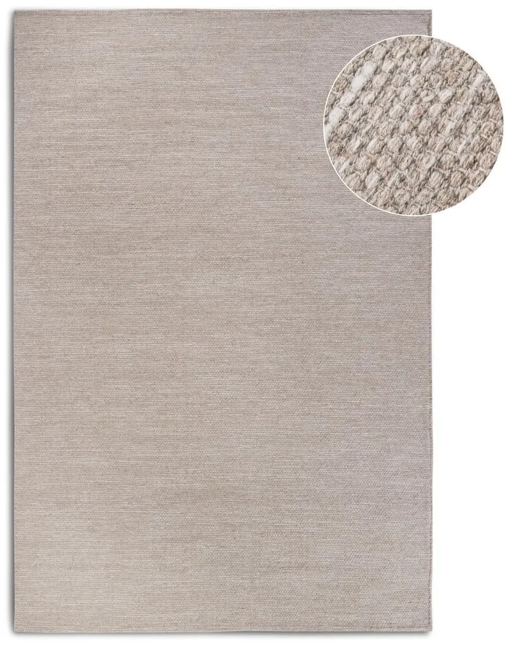 Tappeto beige tessuto a mano in lana 60x90 cm Pradesh Linen White - Elle Decoration