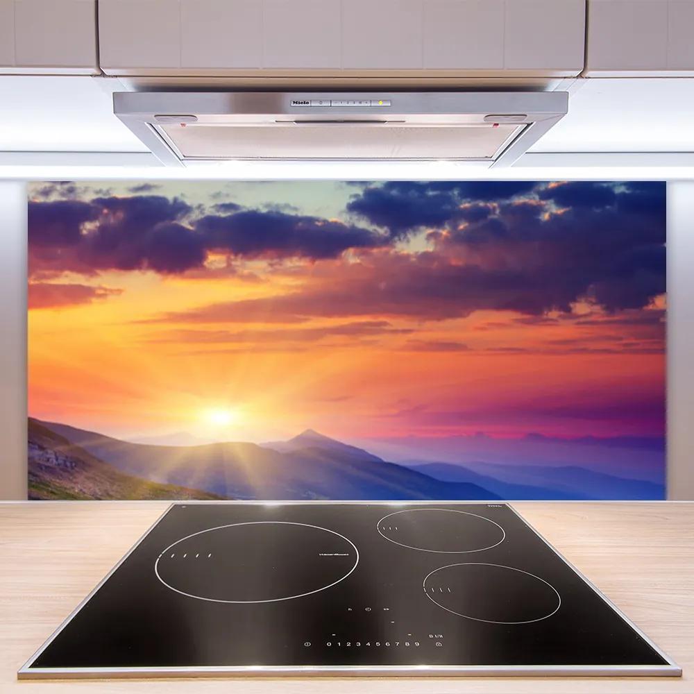 Schienali cucina Paesaggio di montagna del sole 100x50 cm