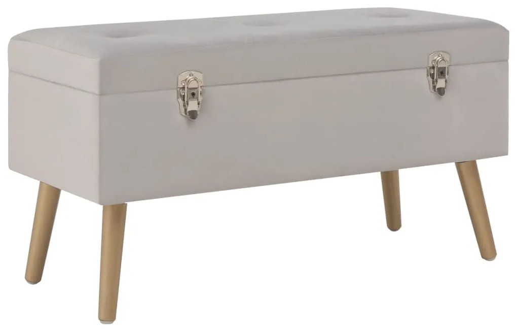 Panca Con Vano Portaoggetti 80 Cm Grigio İn Velluto /