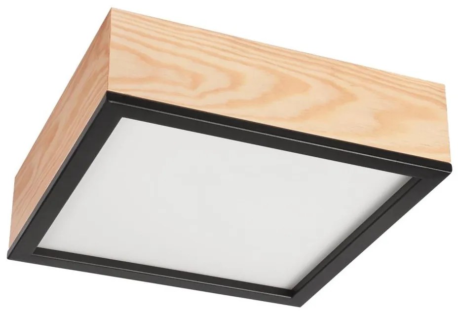Plafoniera NATURAL SQUARE 2xE27/15W/230V 31x31 cm pino/nero