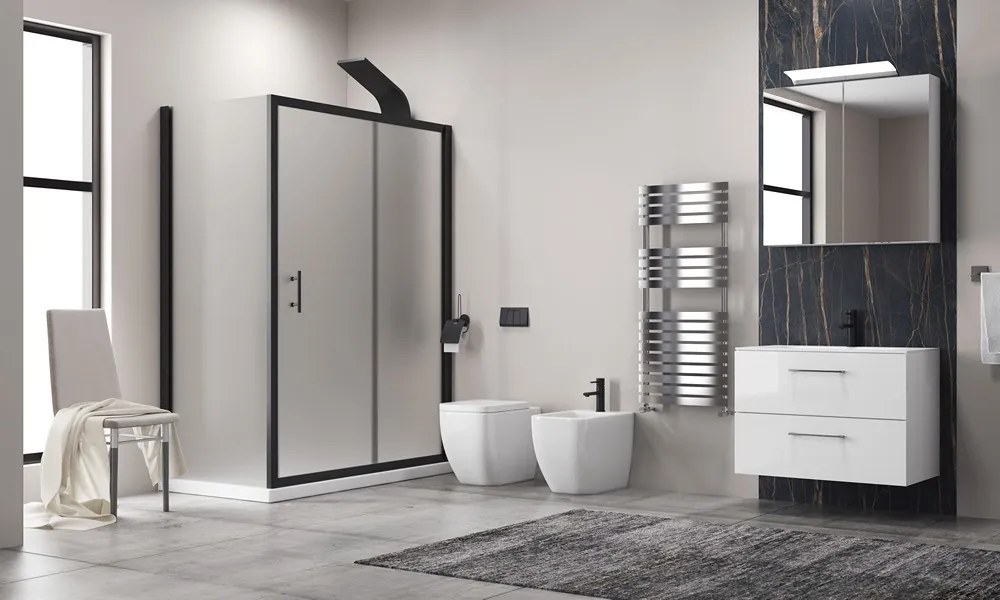Box doccia vetro piumato 90x130 telaio nero opaco | KFN5000SN - KAMALU