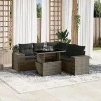 Set Divano da Giardino 6 pz con Cuscini Grigio in Polyrattan 3269160