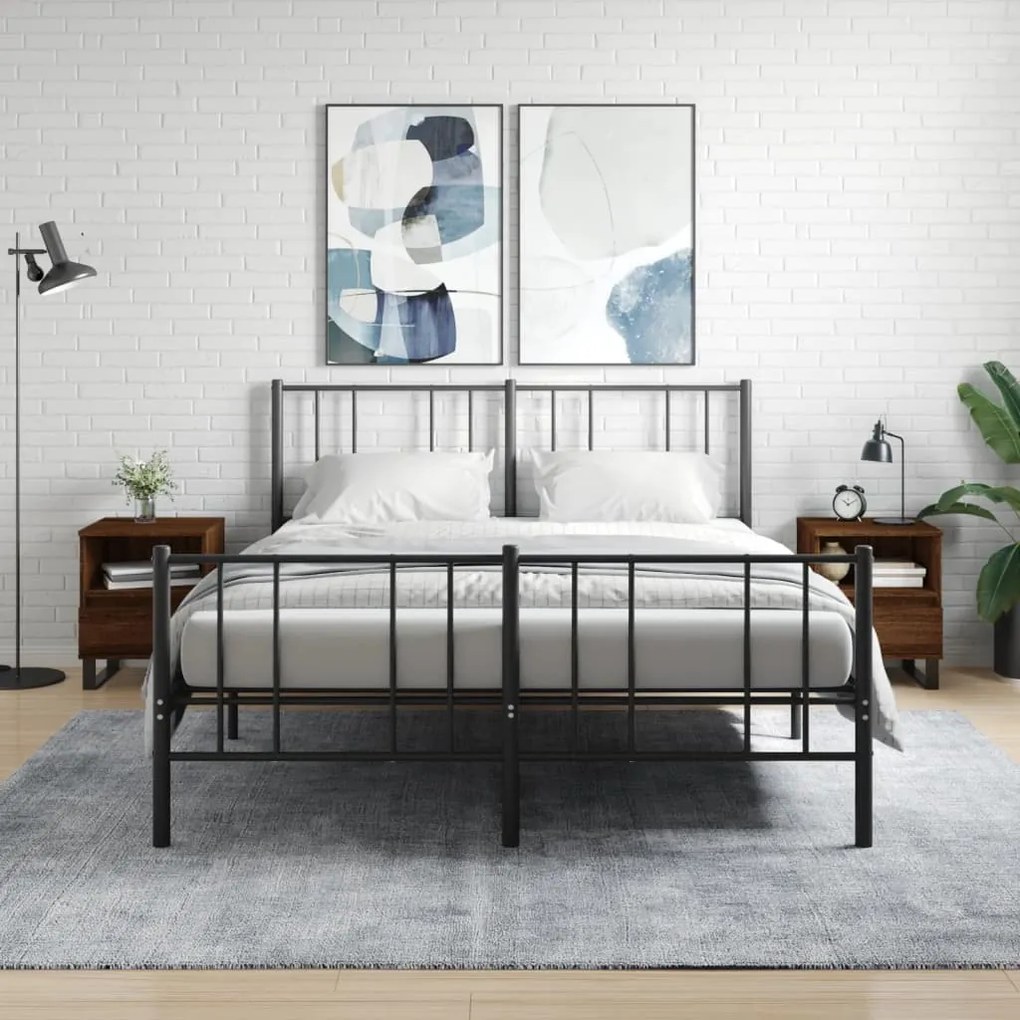 Comodini 2pz Rovere Marrone 40x35x50 Cm İn Legno Multistrato /