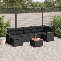 Set Divani da Giardino con Cuscini 8 pz Nero in Polyrattan 3258597