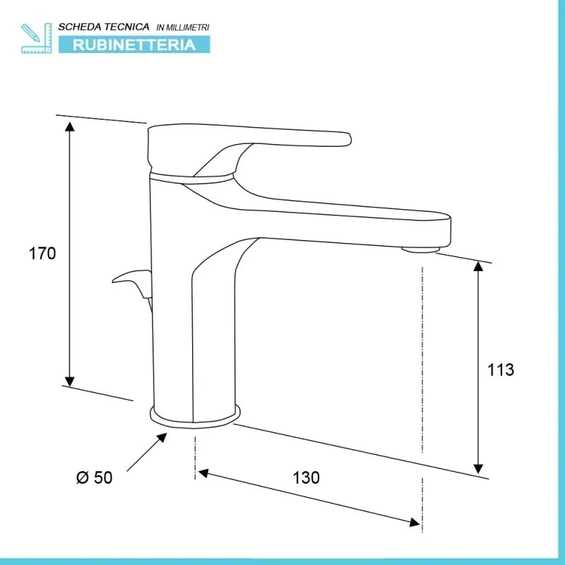 Rubinetto lavabo alto in ottone cromato di Rubinetterie Mariani Linea Surf