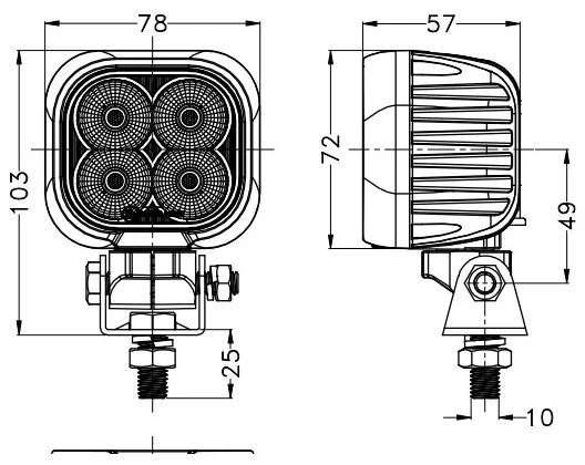 LED Faretto per macchina BLACK LED/40W/10-30V IP69 5700K quadrato
