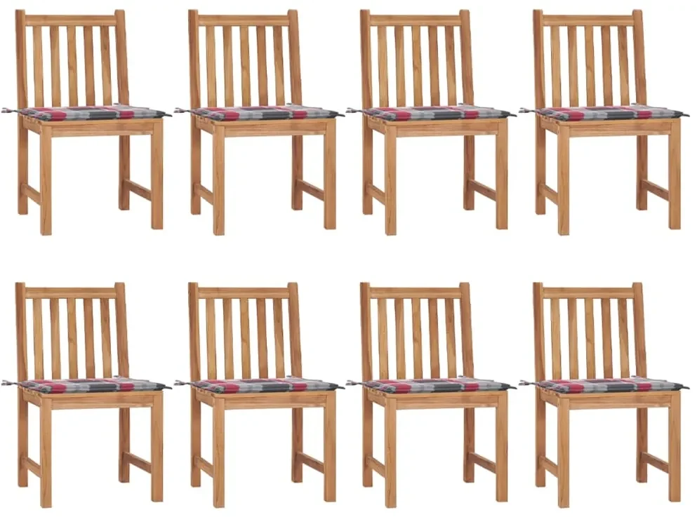 Sedie da giardino con cuscini 8 pz in legno massello di teak