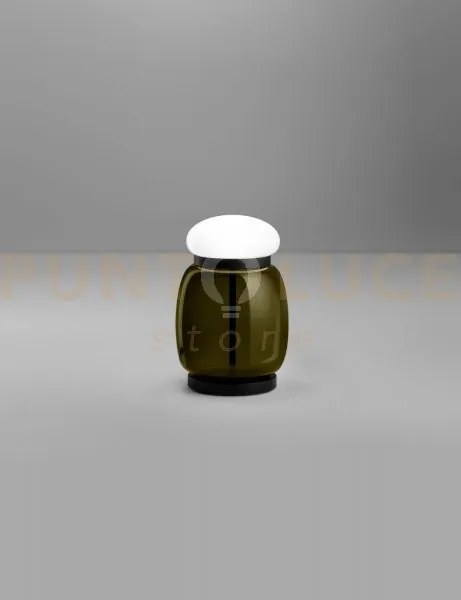 Faro lampada da tavolo s verde antico bianco montatura nero opaco 2...