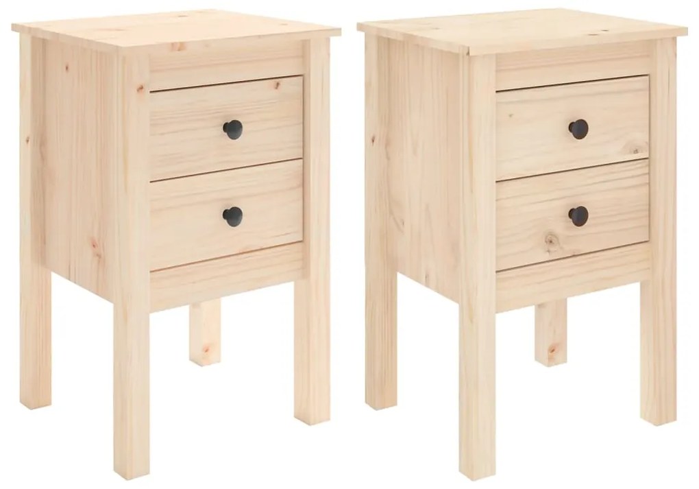 Comodini 2 pz 40x35x61,5 cm in legno massello di pino