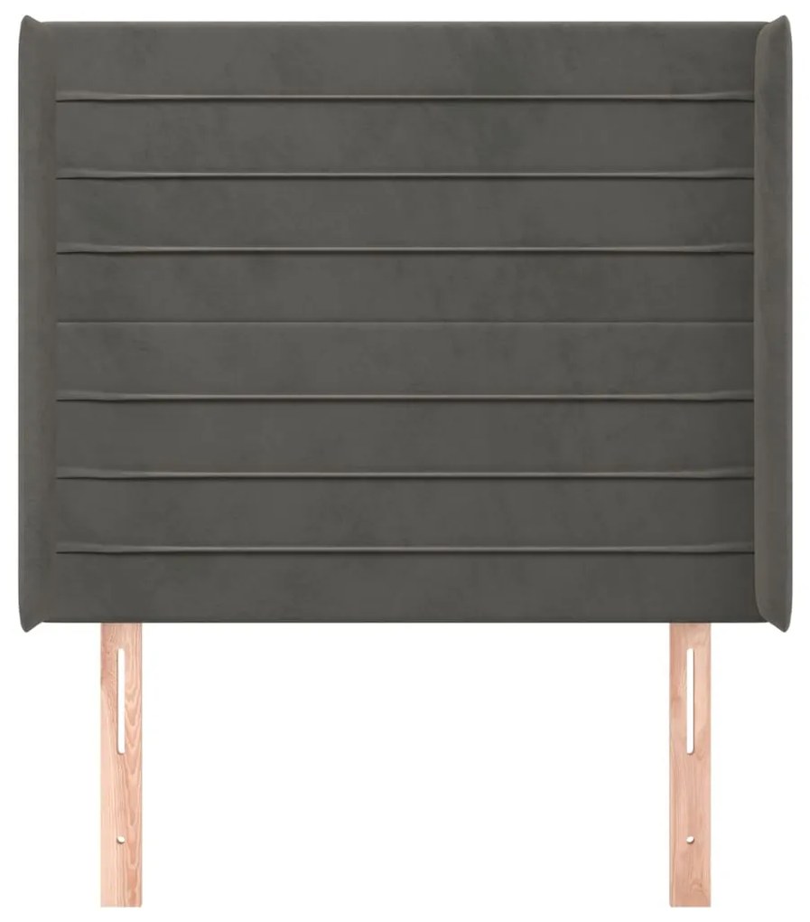 Testiera ad orecchio grigio scuro 93x16x118/128 cm in velluto