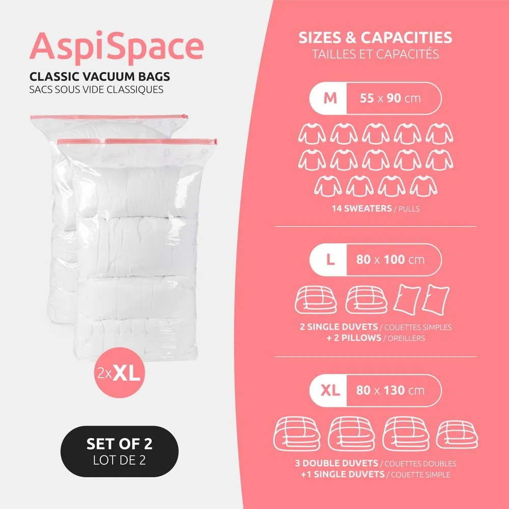 Sacchetti per il vuoto in set da 2 pezzi Premium Valve XL - Compactor