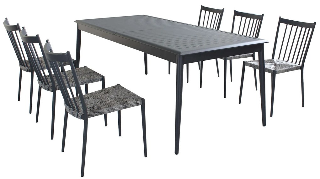 IMPERIUM - set tavolo in alluminio cm 200/300x90x76 h con 6 sedute