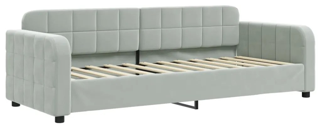 Divano letto estraibile materassi grigio chiaro 80x200 velluto