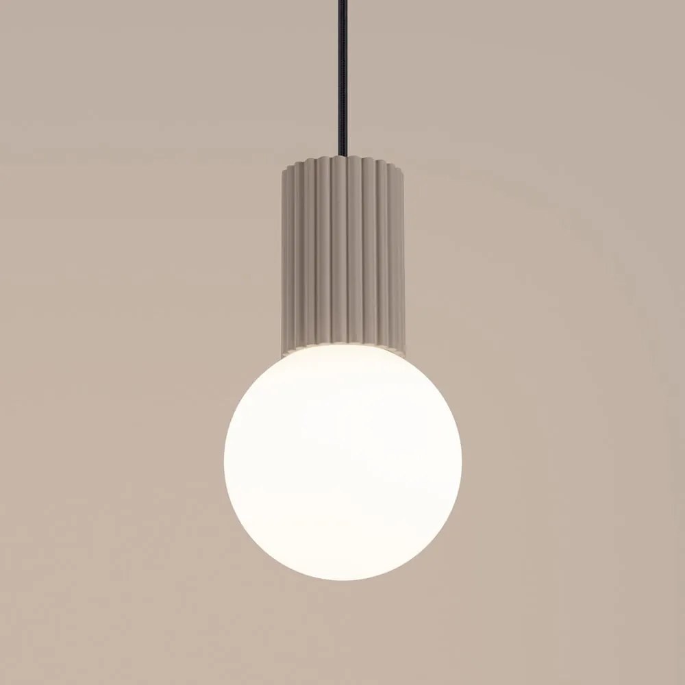 Lampadario grigio tortora con paralume in vetro ø 12 cm Orbital – Sollux