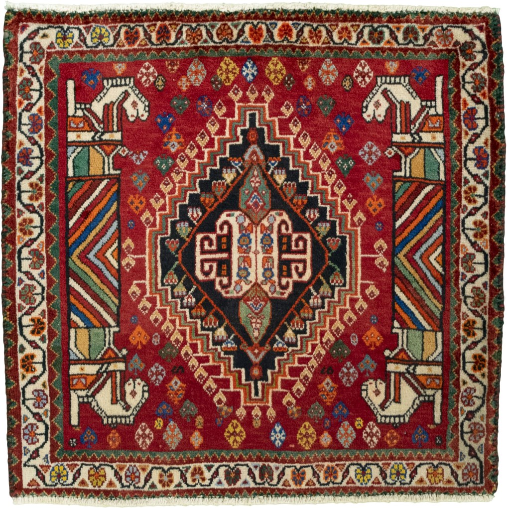 Shiraz Tappeto persiano 70x60 Rosso (Iran) Annodato A Mano