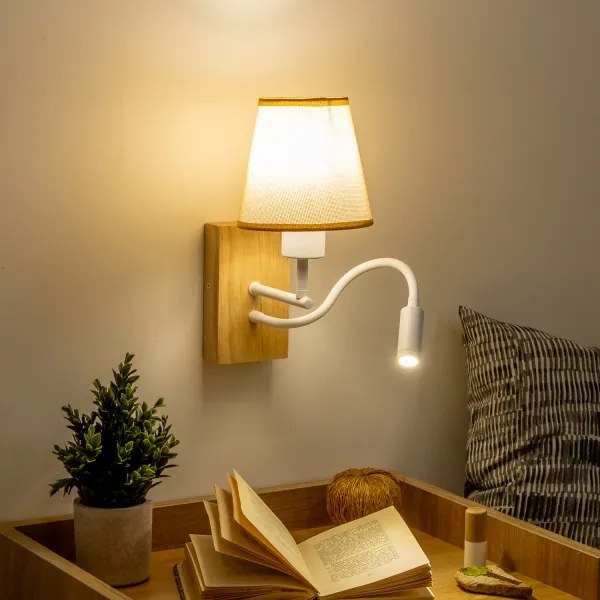 Brilagi - Applique a LED NUBILA WOOD 1xE27/25W/230V +LED/3W quercia/marrone chiaro