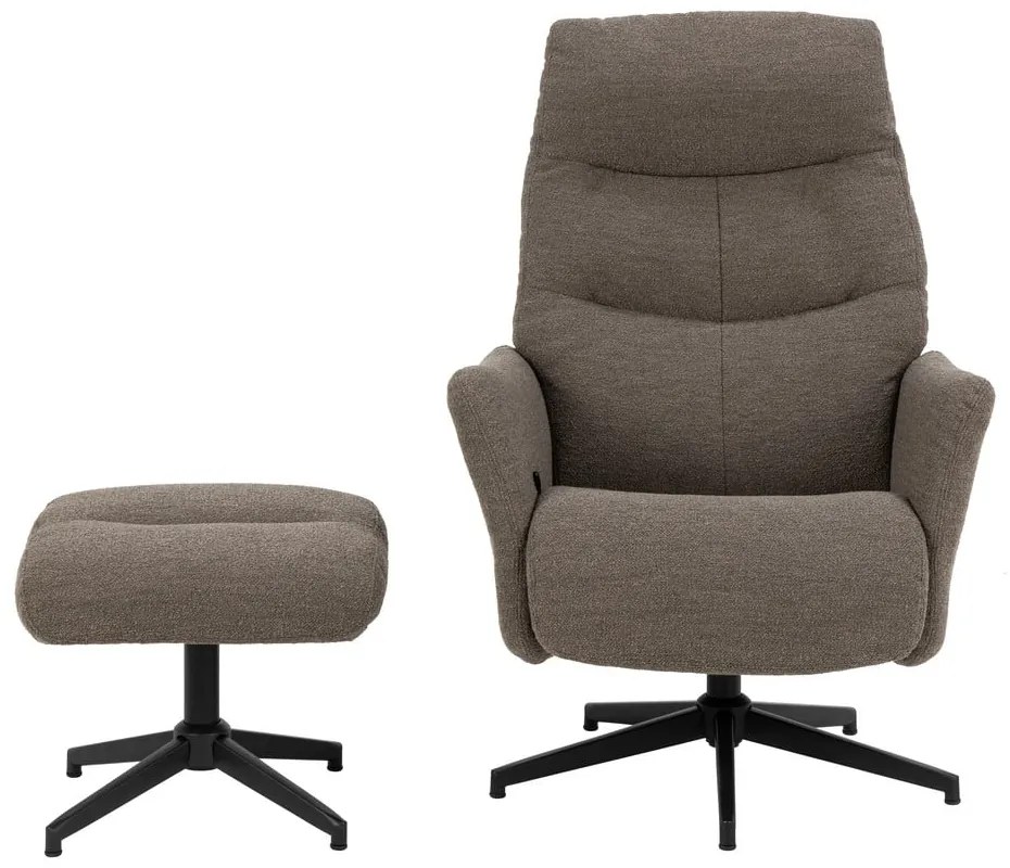 Poltrona relax grigio-marrone in tessuto bouclé London - Actona