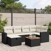 Set Divani da Giardino con Cuscini 7pz Nero Polyrattan 3264836