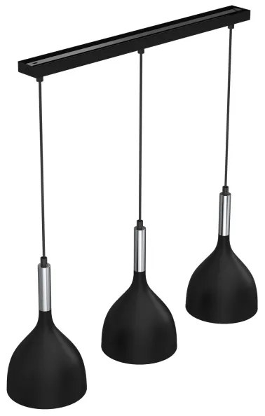 Lampadario a sospensione con filo NOAK 3xE27/15W/230V nero/cromo