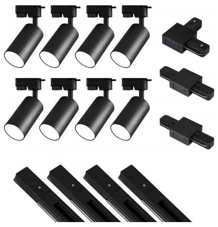 Faretto per sistema a binario 8xGU10/25W/230V 4 m nero