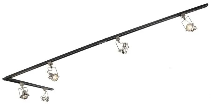 Sistema di illuminazione a binario moderno con 5 faretti in acciaio monofase - Iconic Suplux