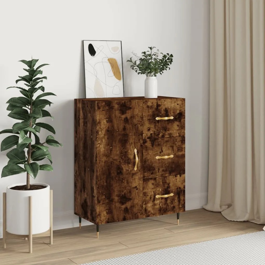 Credenza Rovere Fumo 69,5x34x90 Cm İn Legno Multistrato /