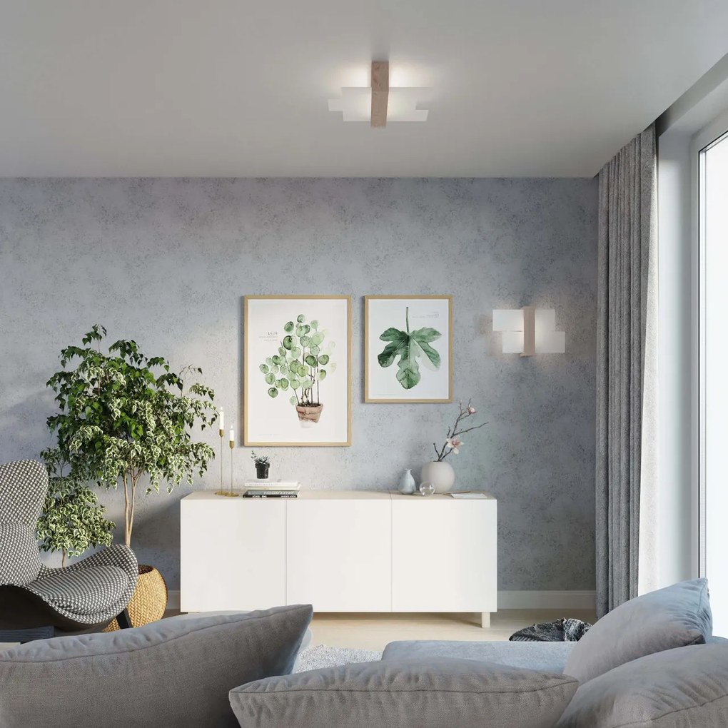 Plafoniera da Soffitto Legno Naturale 2xE27 FENIKS 2 da Interno