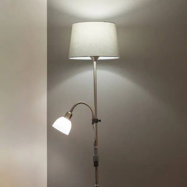 Brilagi - Lampada da terra CERIA 2 in 1 1xE27/100W/230V + 1xE14/25W cromo opaco/grigio