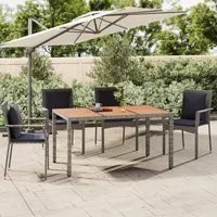 Tavolo Giardino Piano Legno Grigio Polyrattan e Massello Acacia 319552