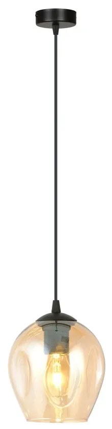 Lampadario a Sospensione in Acciaio e Vetro ISTAR Nero E27 Colore delle Sfere Ambrate