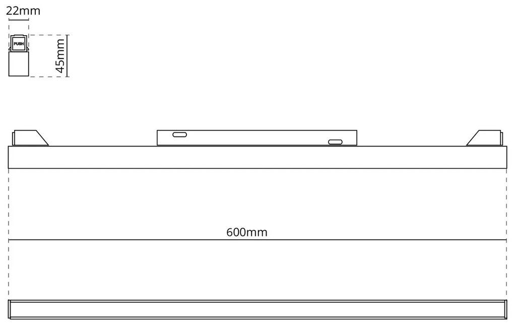 Faro LED Lineare 30W Magnetico 60cm CRI92 120° Bianco 48V Colore Bianco Naturale 4.000K