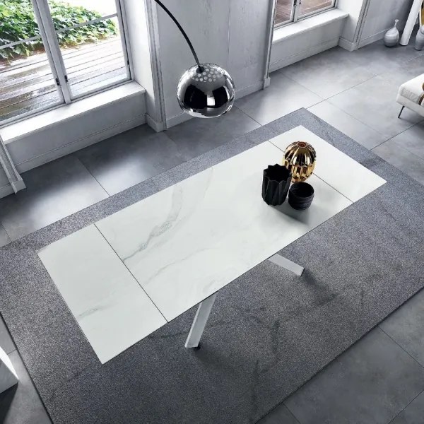 Tavolo allungabile 240 cm piano grčs porcellanato NESTORE Bianco