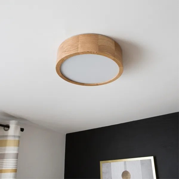 Brilagi - LED RGBW dimmerabile plafoniera CARVALHO 1xE27/9W/230V Wi-Fi rovere Ø 27,5
