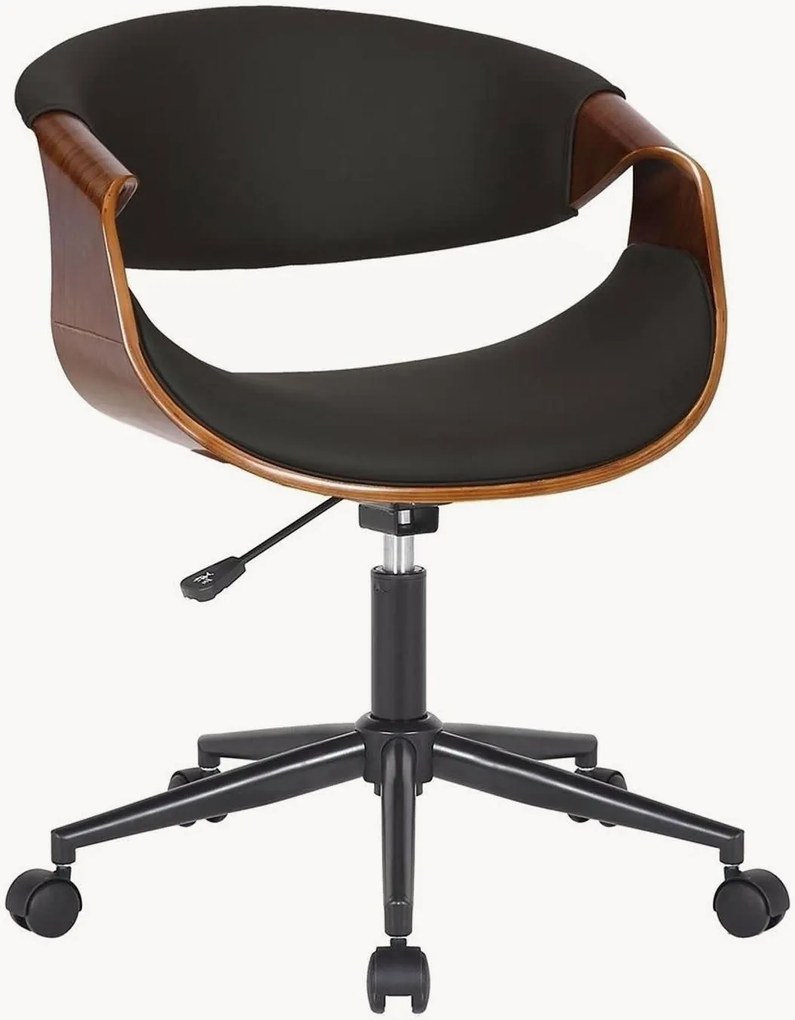Sedia da scrivania girevole in similpelle e legno Visby, regolabile in altezza