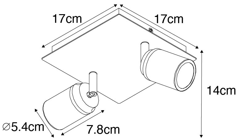 Faretto da bagno moderno bianco quadrato 2 luci IP44 - Ducha