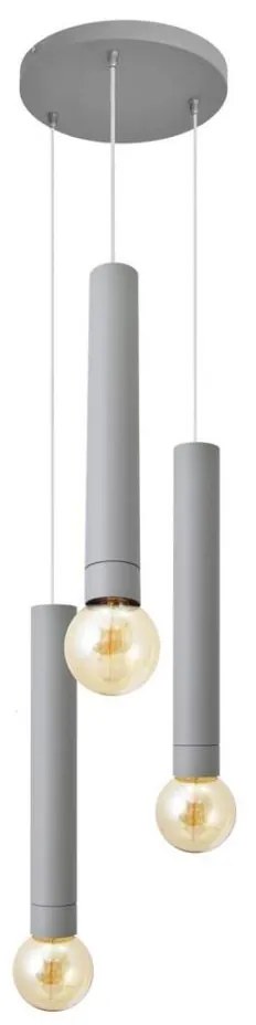 Lampadario a sospensione con filo TUBA 3xE27/15W/230V grigio
