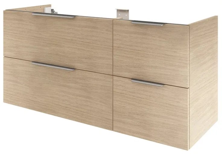 Mobile da bagno sotto lavabo Neo marrone lucido L 135 x H 64 x P 48 cm 4 cassetti, lavabo non incluso