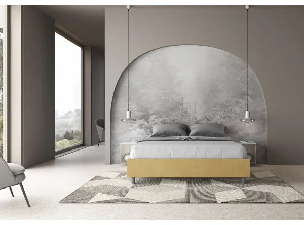Letto matrimoniale e rete 160x190 in microfibra ocra Azelia