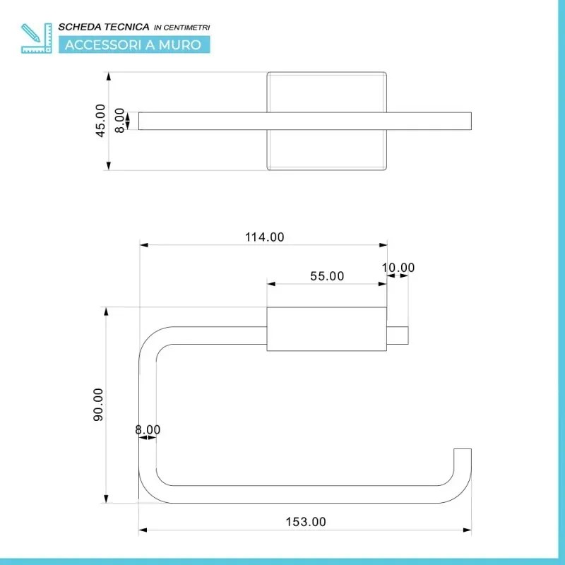 Set accessori a muro 6 pezzi in acciaio cromato e viti incluse Velvet