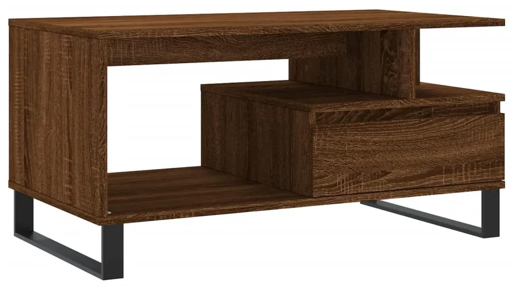 Tavolino salotto rovere marrone 90x49x45 cm legno multistrato